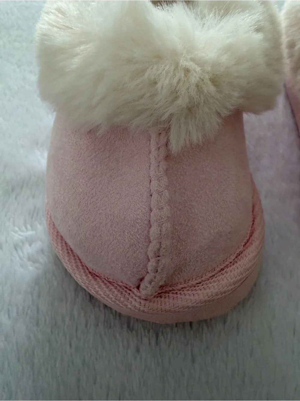 Kids Pink Faux Fur Lined Slippers
